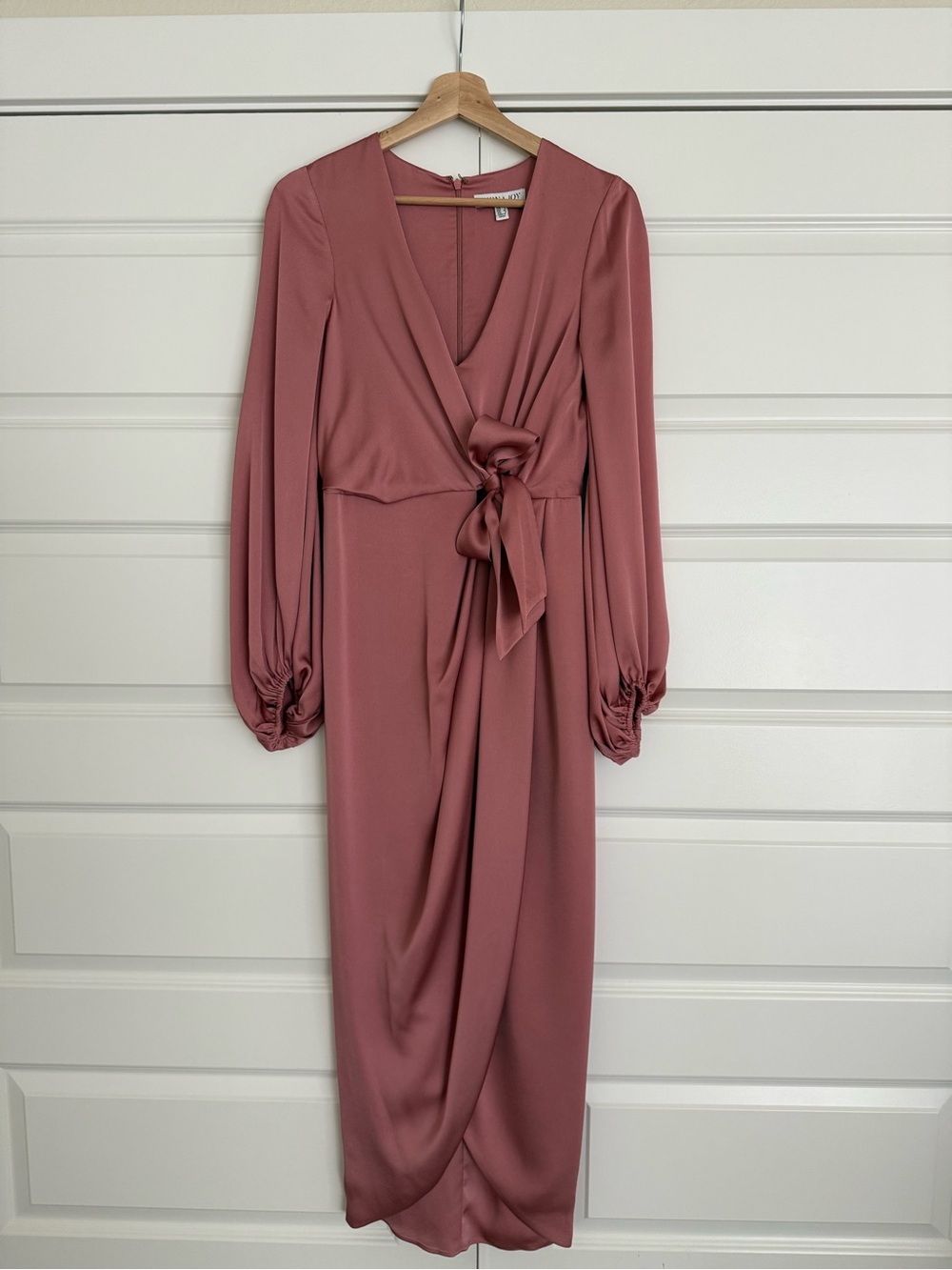 Shona Joy Elegant Twist-Front Long Sleeve Midi Dress - Rose Pink - Picture 2 of 4